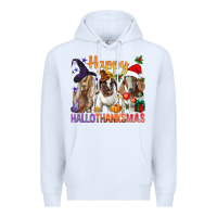 White Happy Hallothanksmas Goats Premium Hoodie - BundleAndBundleShop