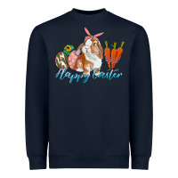 Navy happy easter bunny carrots and eggs Heavyweight Sweatshirt - RanaPortraitStore