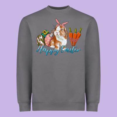 Happy Easter Bunny Carrots And Eggs Heavyweight Sweatshirt Designed By Ranaportraitstore