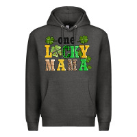 Charcoal Heather one lucky mama Premium Hoodie - AdoDesignShop