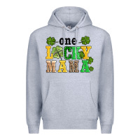 Heather Grey one lucky mama Premium Hoodie - AdoDesignShop