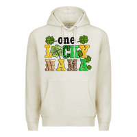 Oatmeal Heather one lucky mama Premium Hoodie - AdoDesignShop