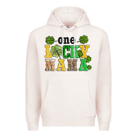 Pale Pink one lucky mama Premium Hoodie - AdoDesignShop