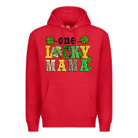 Red one lucky mama Premium Hoodie - AdoDesignShop