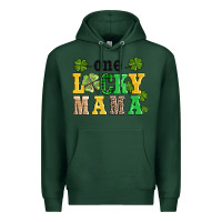 Sports Green one lucky mama Premium Hoodie - AdoDesignShop