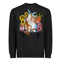 Easter Truck With Bunny Sunflowers And Eggs Heavyweight Sweatshirt | Teevron