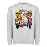 Heather Grey easter truck with bunny sunflowers and eggs Heavyweight Sweatshirt - RanaPortraitStore