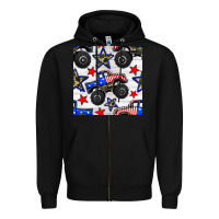 Black usa monster truck seamless pattern Zipper Hoodie - BundleAndBundleShop
