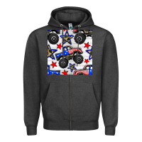 Charcoal Heather usa monster truck seamless pattern Zipper Hoodie - BundleAndBundleShop