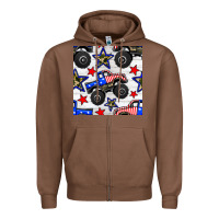 Chestnut usa monster truck seamless pattern Zipper Hoodie - BundleAndBundleShop