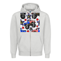 Dove Grey usa monster truck seamless pattern Zipper Hoodie - BundleAndBundleShop