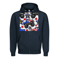 Navy usa monster truck seamless pattern Zipper Hoodie - BundleAndBundleShop