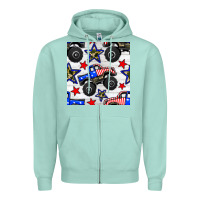 Seafoam usa monster truck seamless pattern Zipper Hoodie - BundleAndBundleShop