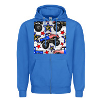 True Royal usa monster truck seamless pattern Zipper Hoodie - BundleAndBundleShop