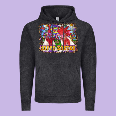 Vintage Hoodie Happy Easter Roosters