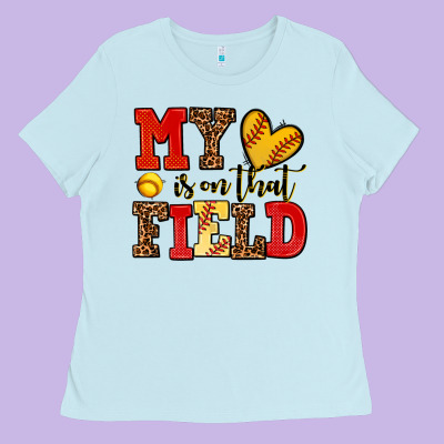 My Heart Is On That Field Softball Ladies Tee Designed By Adodesignshop
