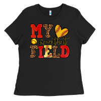 Black my heart is on that field softball Ladies Tee - AdoDesignShop