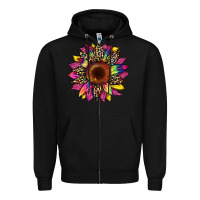 Black tie dye leopard sunflower Zipper Hoodie - Artiststas
