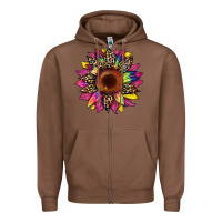 Chestnut tie dye leopard sunflower Zipper Hoodie - Artiststas