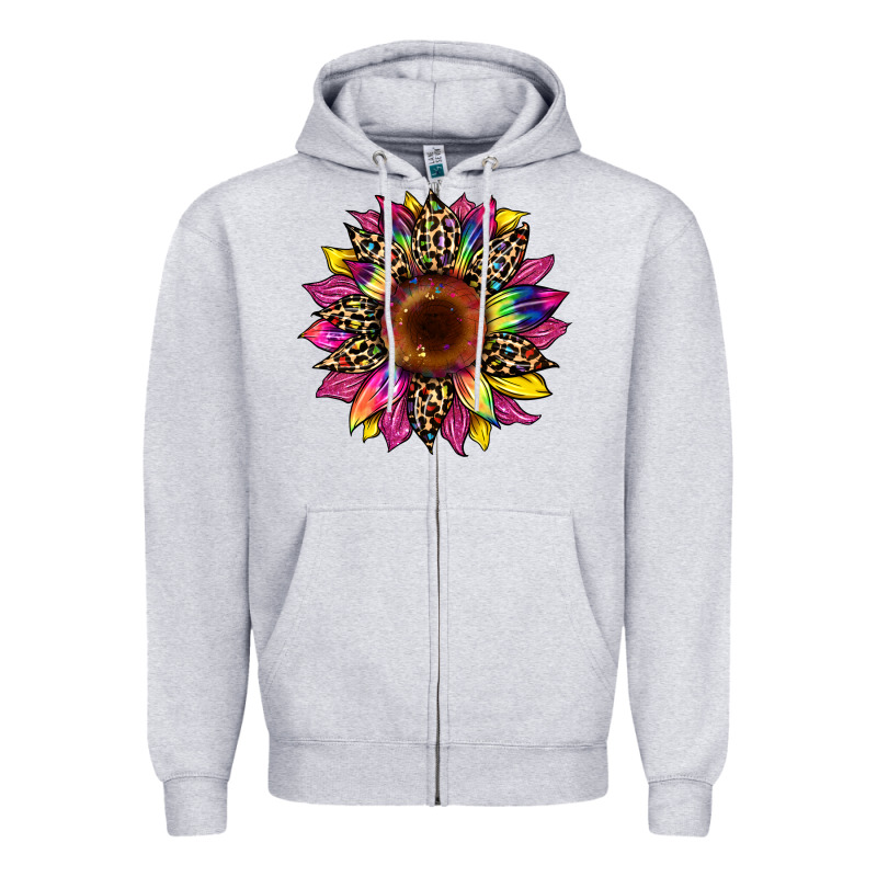 Tie Dye Leopard Sunflower Zipper Hoodie by Artiststas | Teevron