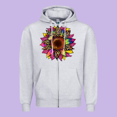 Tie Dye Leopard Sunflower Zipper Hoodie Designed By Artiststas