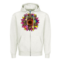 Oatmeal Heather tie dye leopard sunflower Zipper Hoodie - Artiststas