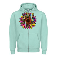 Seafoam tie dye leopard sunflower Zipper Hoodie - Artiststas