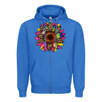 True Royal tie dye leopard sunflower Zipper Hoodie - Artiststas