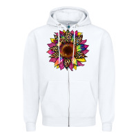 White tie dye leopard sunflower Zipper Hoodie - Artiststas