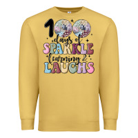 Antique Gold 100 days of sparkle learning and laugh faux sequin Premium Sweatshirt - MaliasSmallBusiness