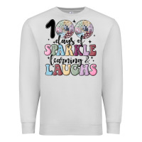 Dove Grey 100 days of sparkle learning and laugh faux sequin Premium Sweatshirt - MaliasSmallBusiness
