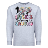 Heather Grey 100 days of sparkle learning and laugh faux sequin Premium Sweatshirt - MaliasSmallBusiness