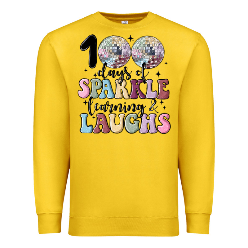 100 Days Of Sparkle Learning And Laugh Faux Sequin Premium Sweatshirt by MaliasSmallBusiness | Teevron