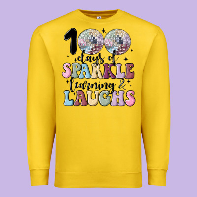 100 Days Of Sparkle Learning And Laugh Faux Sequin Premium Sweatshirt Designed By Maliassmallbusiness
