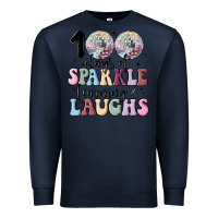 Navy 100 days of sparkle learning and laugh faux sequin Premium Sweatshirt - MaliasSmallBusiness