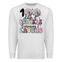 Oatmeal Heather 100 days of sparkle learning and laugh faux sequin Premium Sweatshirt - MaliasSmallBusiness