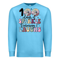 Ocean Blue 100 days of sparkle learning and laugh faux sequin Premium Sweatshirt - MaliasSmallBusiness