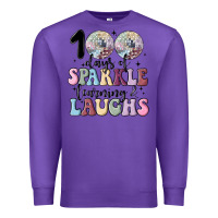 Purple 100 days of sparkle learning and laugh faux sequin Premium Sweatshirt - MaliasSmallBusiness