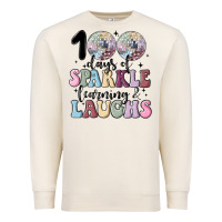 Sandshell 100 days of sparkle learning and laugh faux sequin Premium Sweatshirt - MaliasSmallBusiness