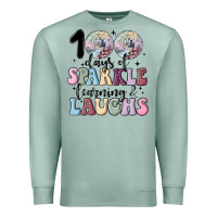 Seafoam 100 days of sparkle learning and laugh faux sequin Premium Sweatshirt - MaliasSmallBusiness