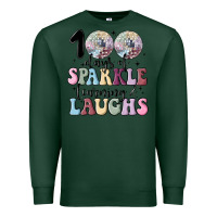 Sports Green 100 days of sparkle learning and laugh faux sequin Premium Sweatshirt - MaliasSmallBusiness