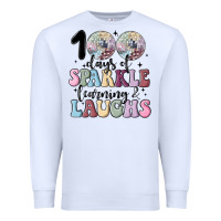 White 100 days of sparkle learning and laugh faux sequin Premium Sweatshirt - MaliasSmallBusiness
