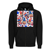 Black 4th of july patriotic gnome seamless pattern Zipper Hoodie - BundleAndBundleShop