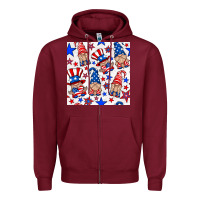Burgundy 4th of july patriotic gnome seamless pattern Zipper Hoodie - BundleAndBundleShop