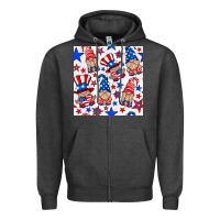 Charcoal Heather 4th of july patriotic gnome seamless pattern Zipper Hoodie - BundleAndBundleShop