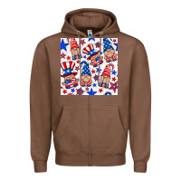 Chestnut 4th of july patriotic gnome seamless pattern Zipper Hoodie - BundleAndBundleShop