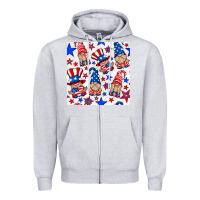 Heather Grey 4th of july patriotic gnome seamless pattern Zipper Hoodie - BundleAndBundleShop