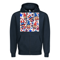 Navy 4th of july patriotic gnome seamless pattern Zipper Hoodie - BundleAndBundleShop