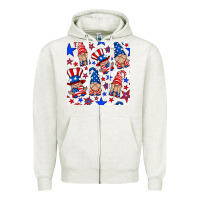 Oatmeal Heather 4th of july patriotic gnome seamless pattern Zipper Hoodie - BundleAndBundleShop