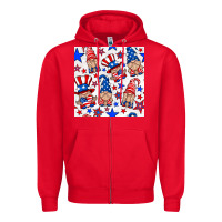 Red 4th of july patriotic gnome seamless pattern Zipper Hoodie - BundleAndBundleShop